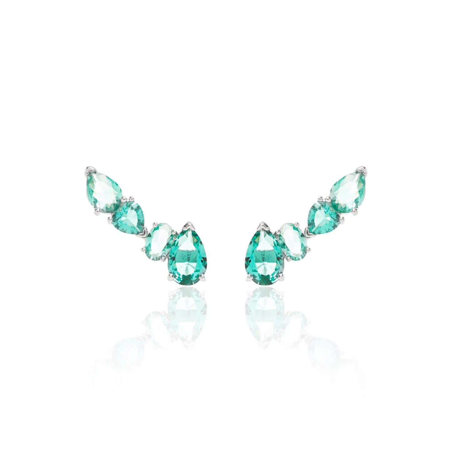 Paraiba Crystal Ear Cuff Bright Shapes Green Earrings