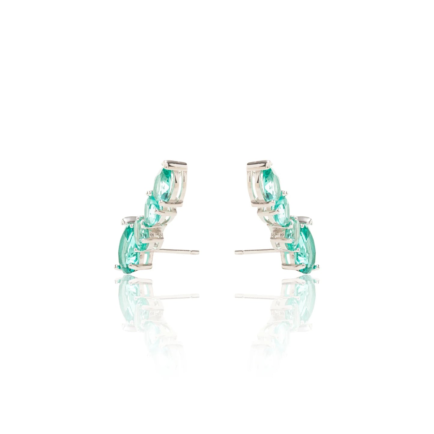 Paraiba Crystal Ear Cuff Bright Shapes Green Earrings