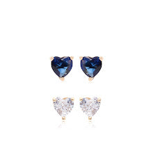 Sapphire Crystal Two Hearts Earrings