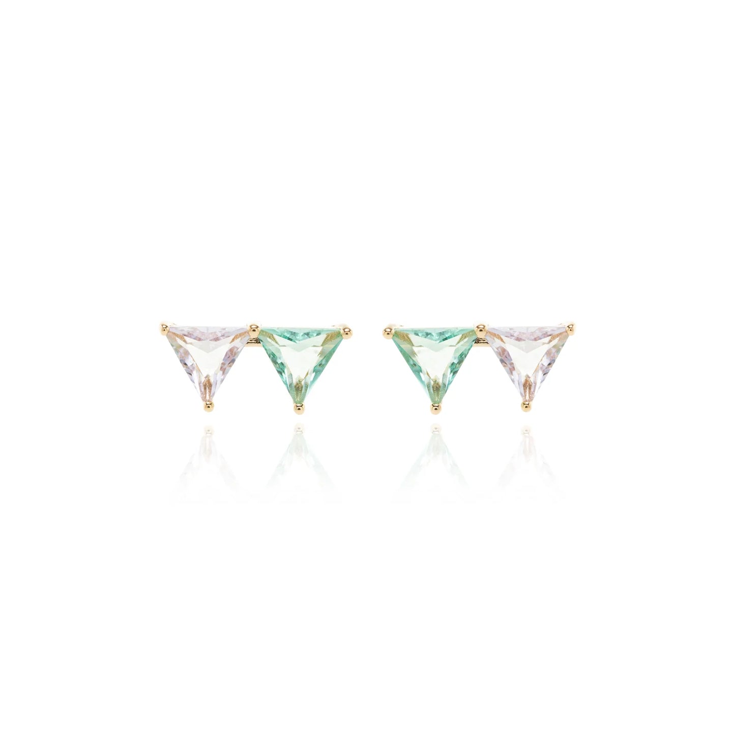 Paraiba Crystal Tanzanite Two Triangles Earrings