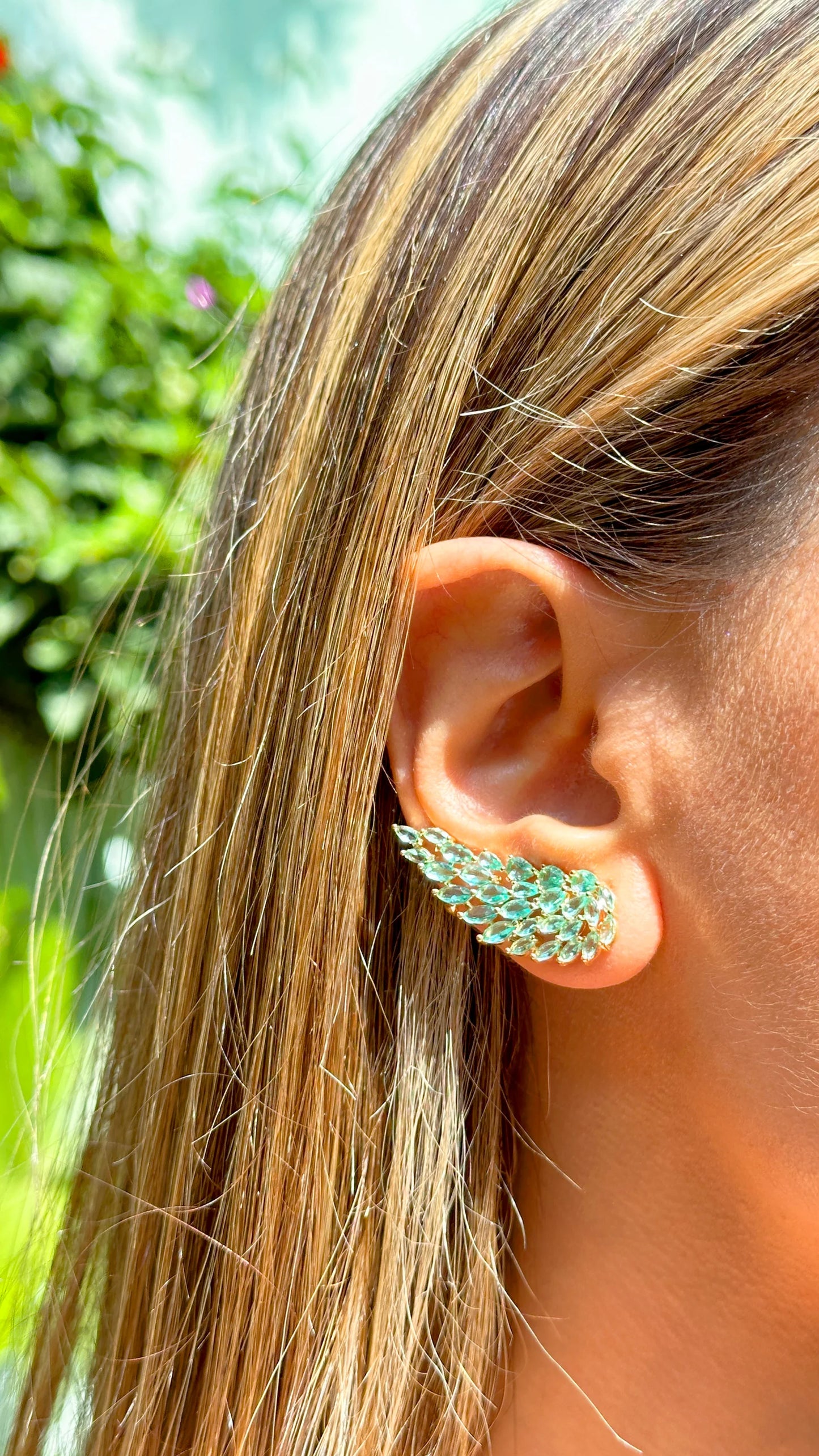 Paraiba Navetes Crystal Wings Ear Cuff Earrings