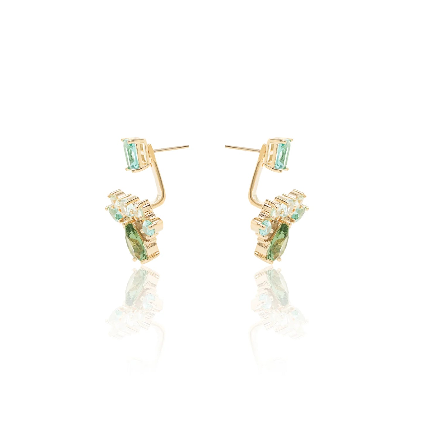 Blue Topaz/Green Amethyst/Smoky Topaz Crystal Earrings