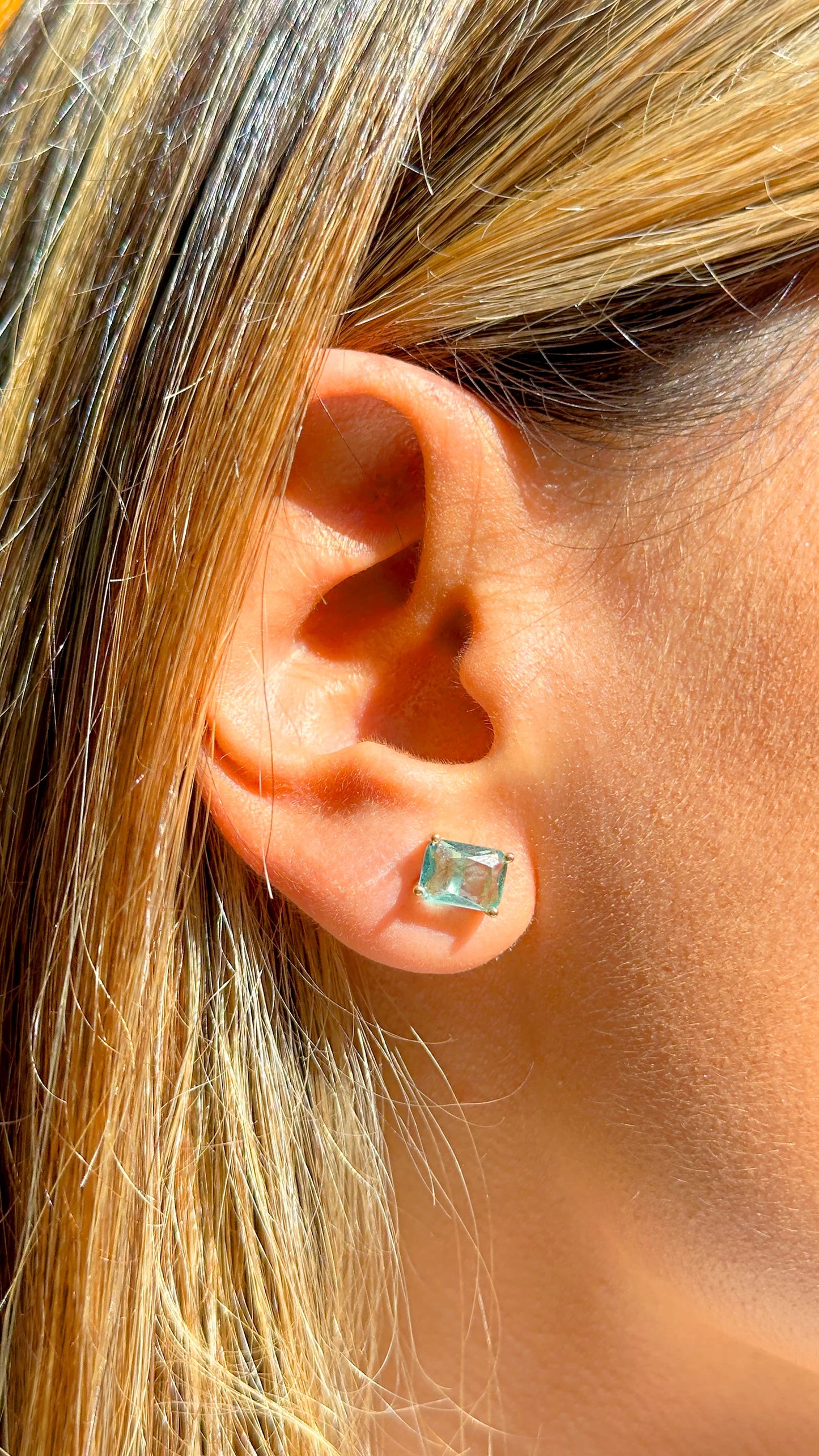 Blue Topaz/Green Amethyst/Smoky Topaz Crystal Earrings