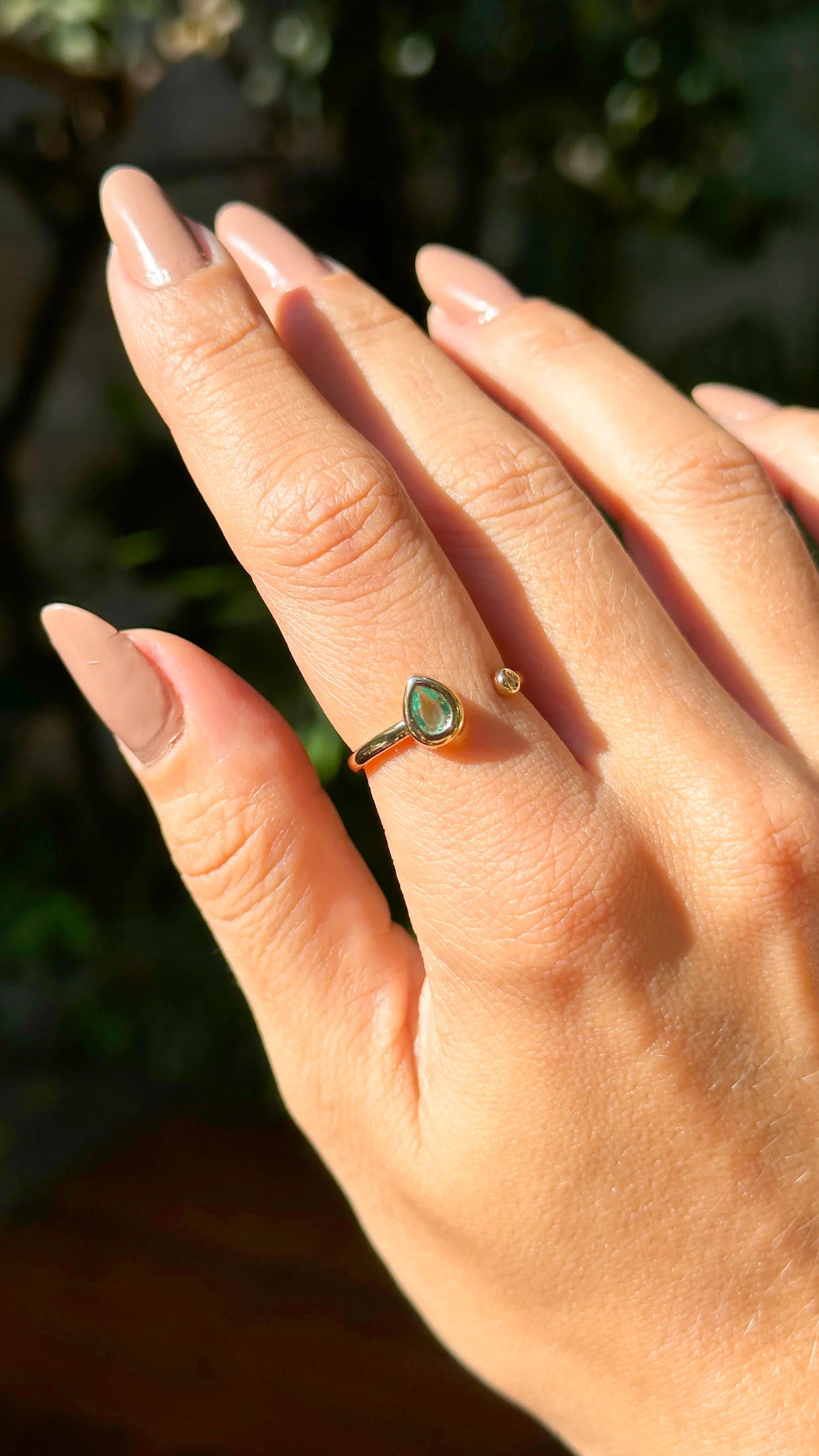 Paraiba Crystal Drop Open Ring