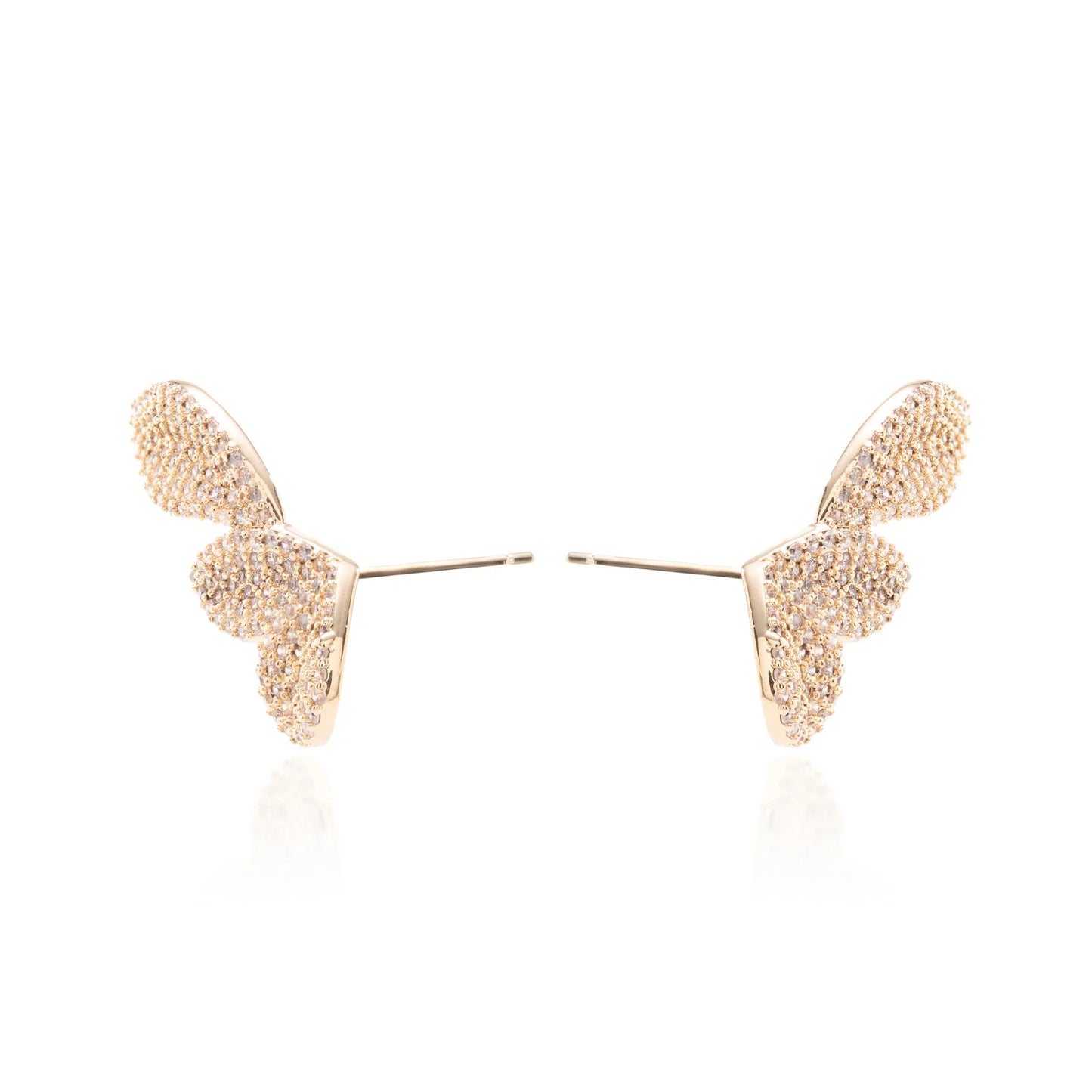 White Zircon Three Petals Earcuff Earrings