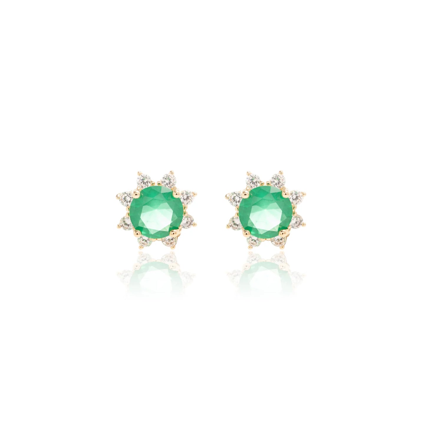 Set Emerald Crystal & White Zircon Necklace + Earrings Set