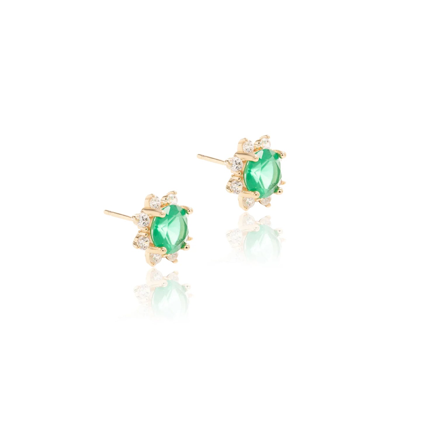 Set Emerald Crystal & White Zircon Necklace + Earrings Set