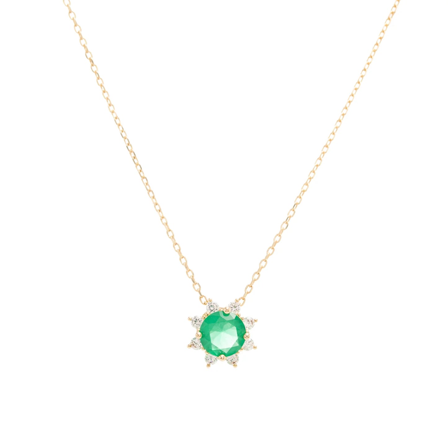 Set Emerald Crystal & White Zircon Necklace + Earrings Set