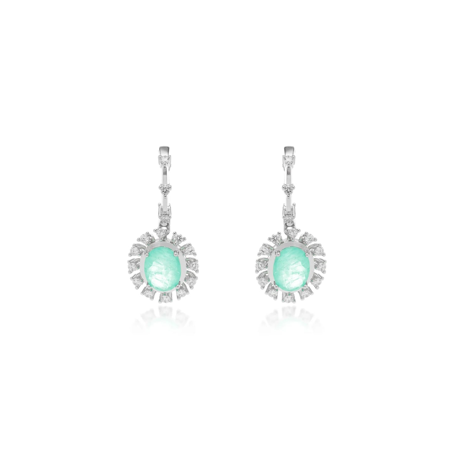 Tourmaline Fusion & White Zircon Hoop with Pendant Earrings