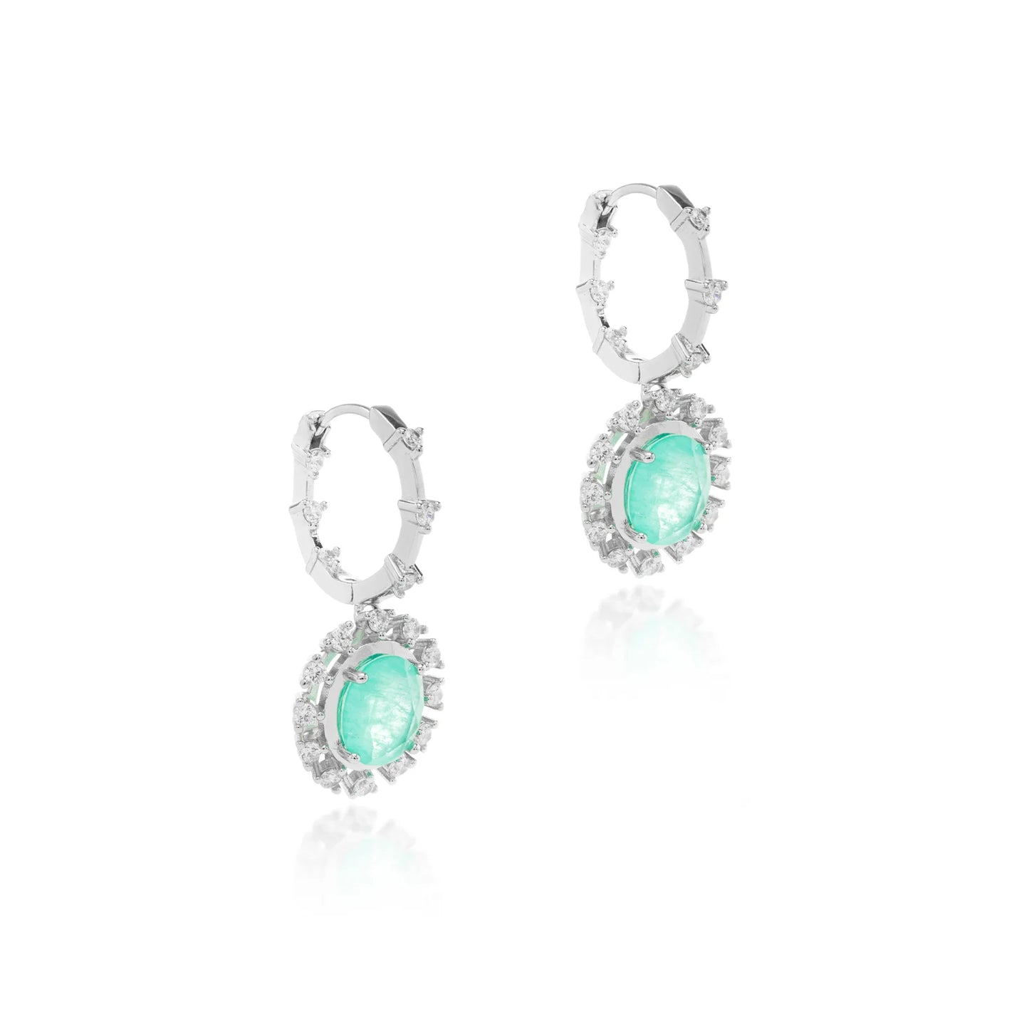 Tourmaline Fusion & White Zircon Hoop with Pendant Earrings