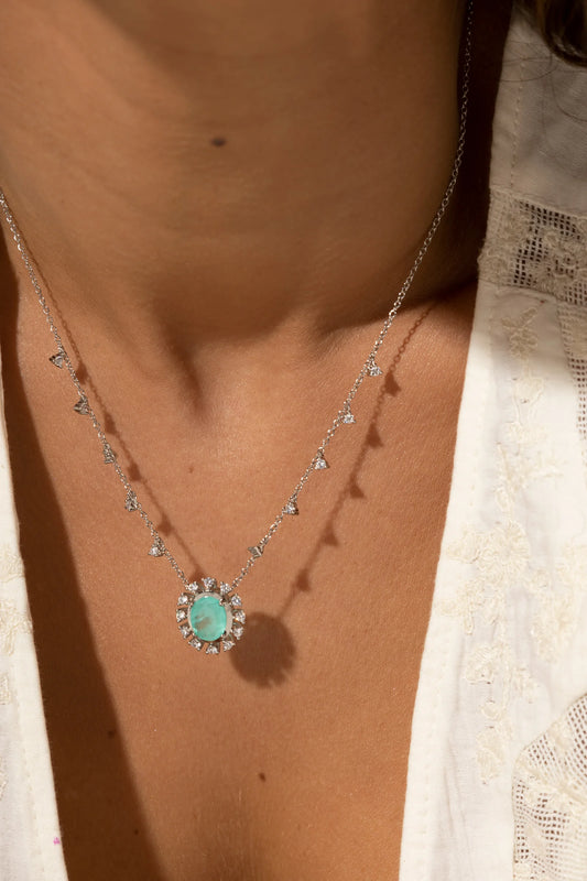 Oval Tourmaline Fusion & White Zircon Necklace