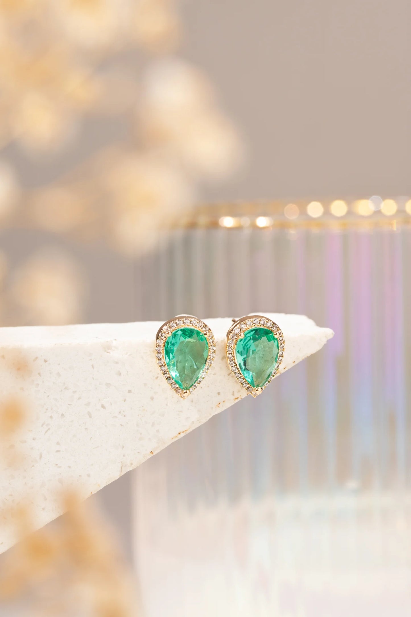 Paraiba Crystal & White Zircon Drop Earrings