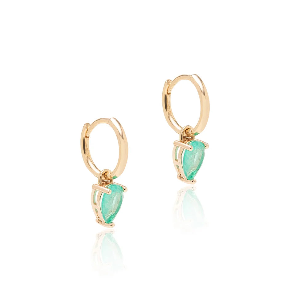 Tourmaline Fusion Hoop Earring 13MM with Drop Pendant