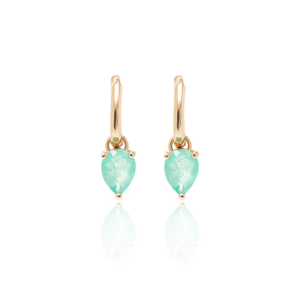 Tourmaline Fusion Hoop Earring 13MM with Drop Pendant