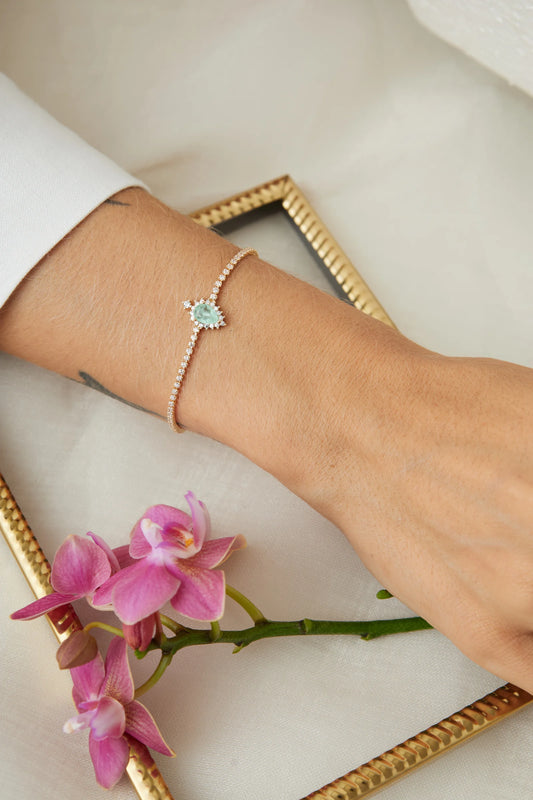 Colombian Emerald Fusion & White Zircon Bracelet