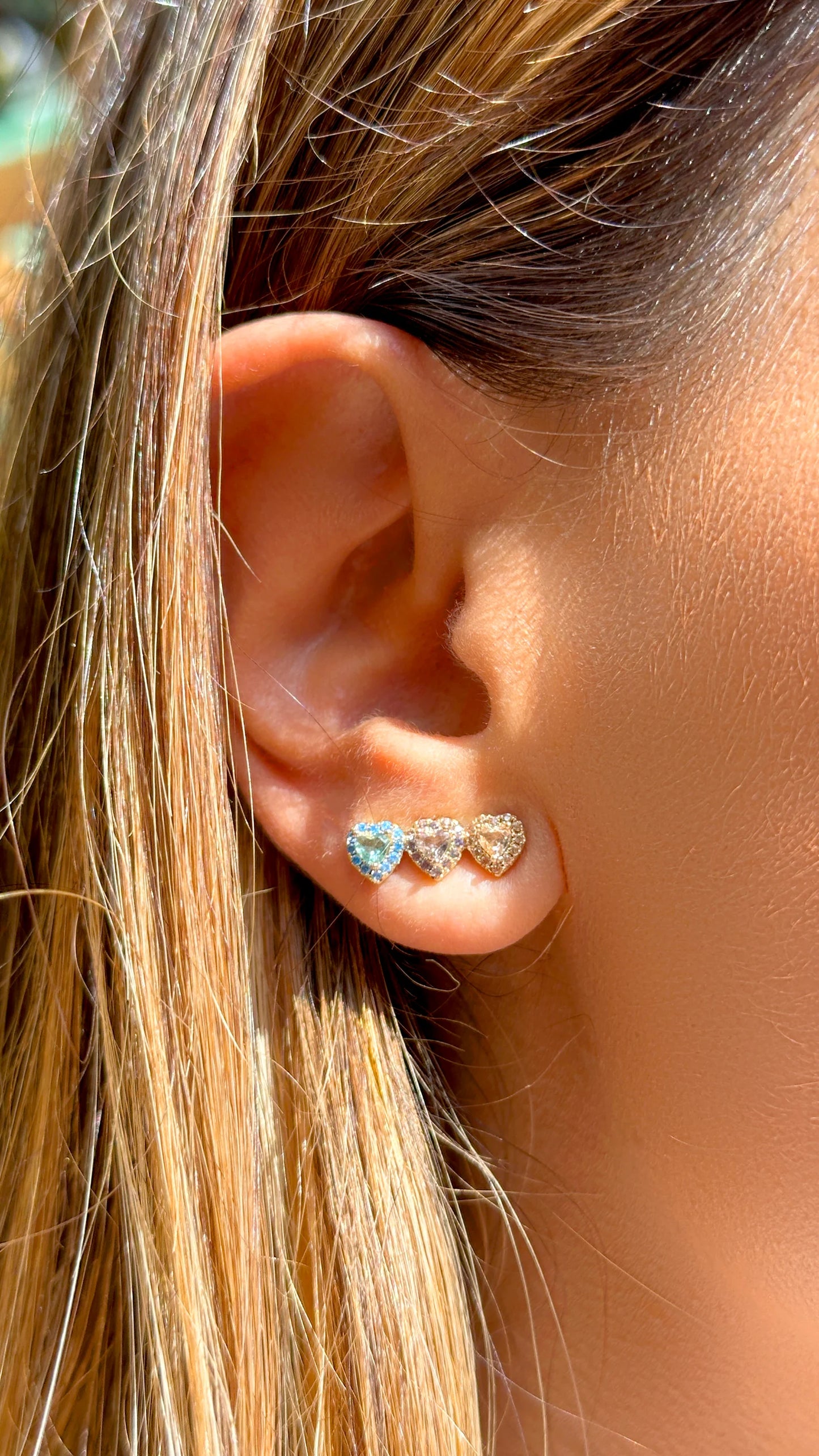 Blue Topaz/Amethyst/Morganite Crystals Heart Earrings