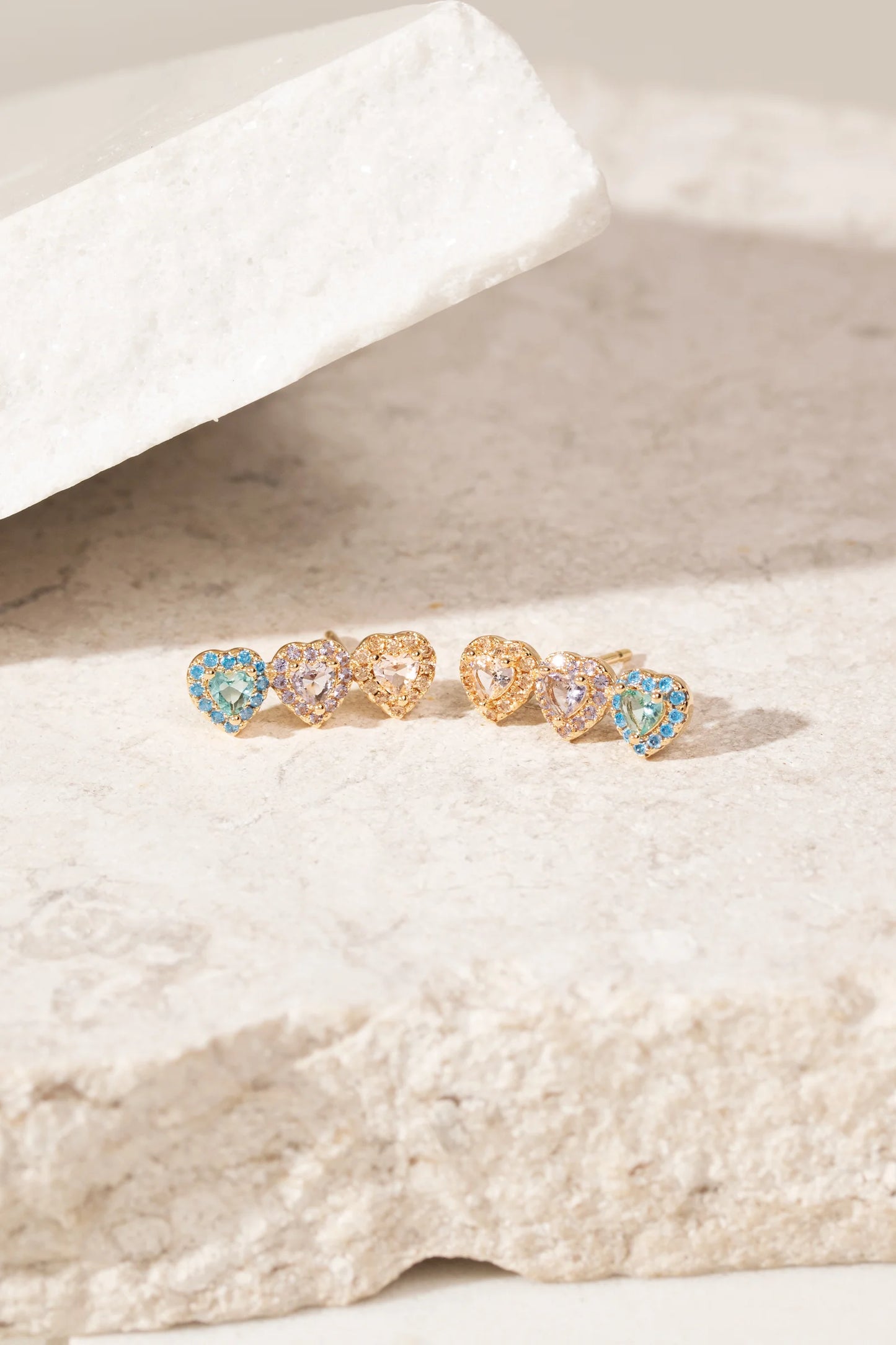 Blue Topaz/Amethyst/Morganite Crystals Heart Earrings