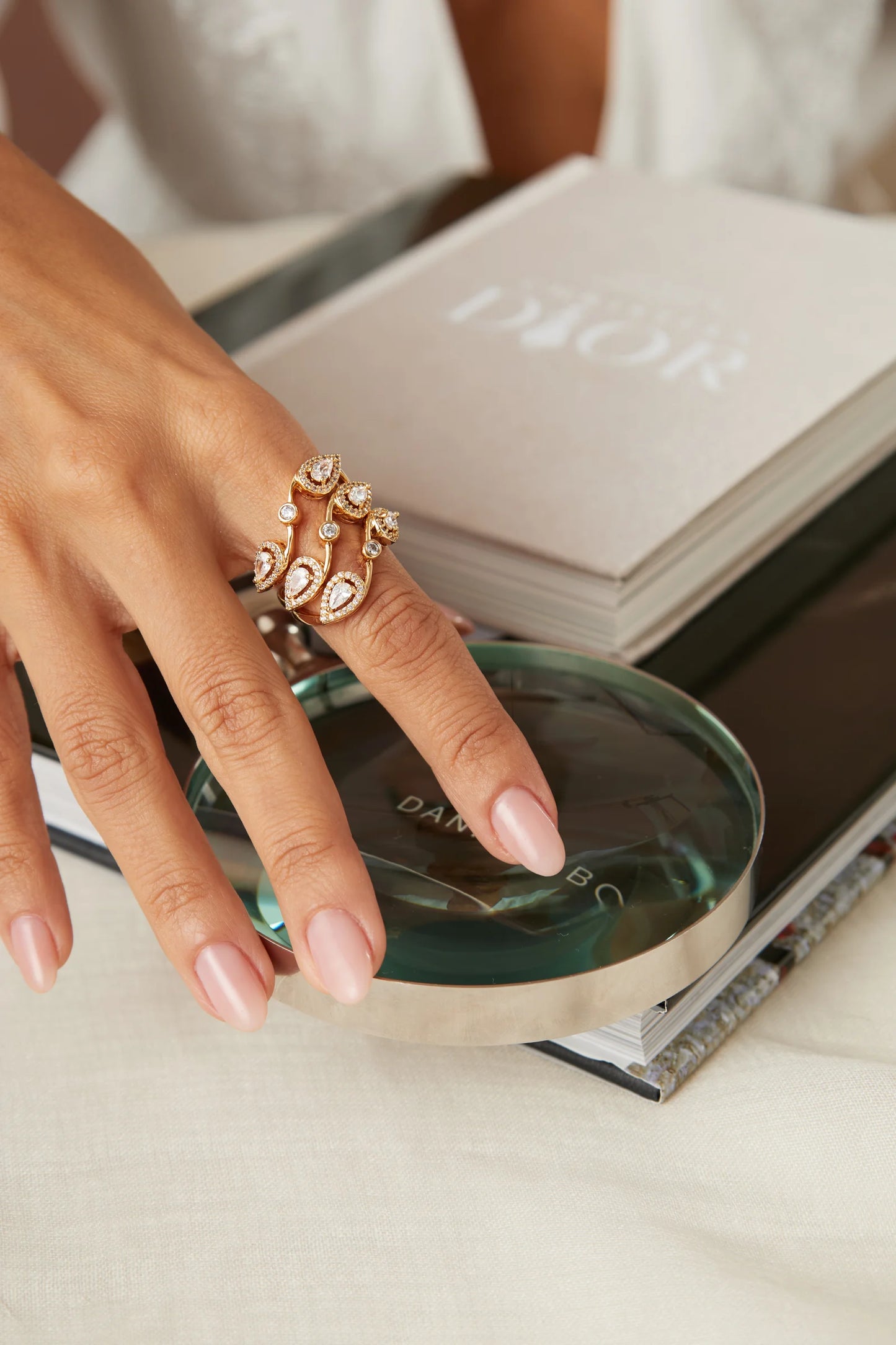 White Zircon Twisted Ring