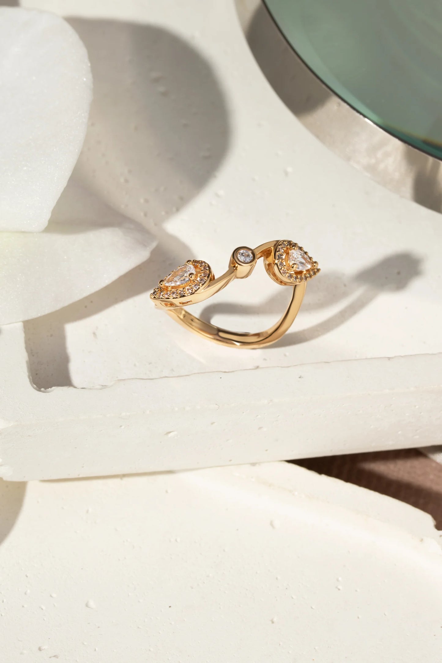 White Zircon Twisted Ring