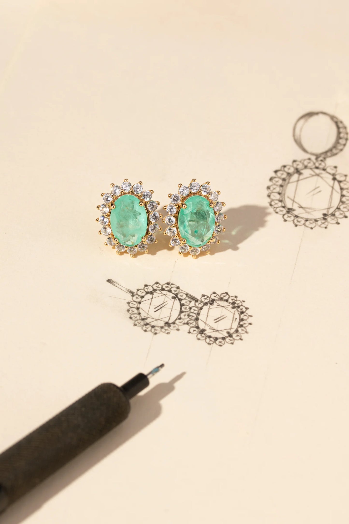 Fusion Tourmaline & White Zircon Oval Earrings
