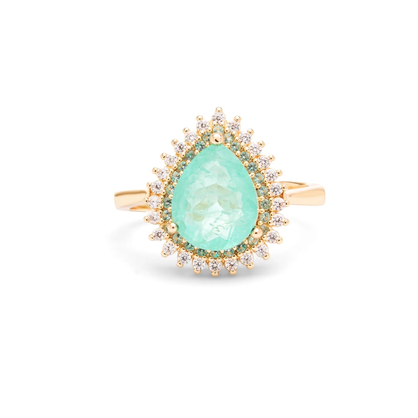 Colombian Emerald Fusion & White Zircon Drop Ring