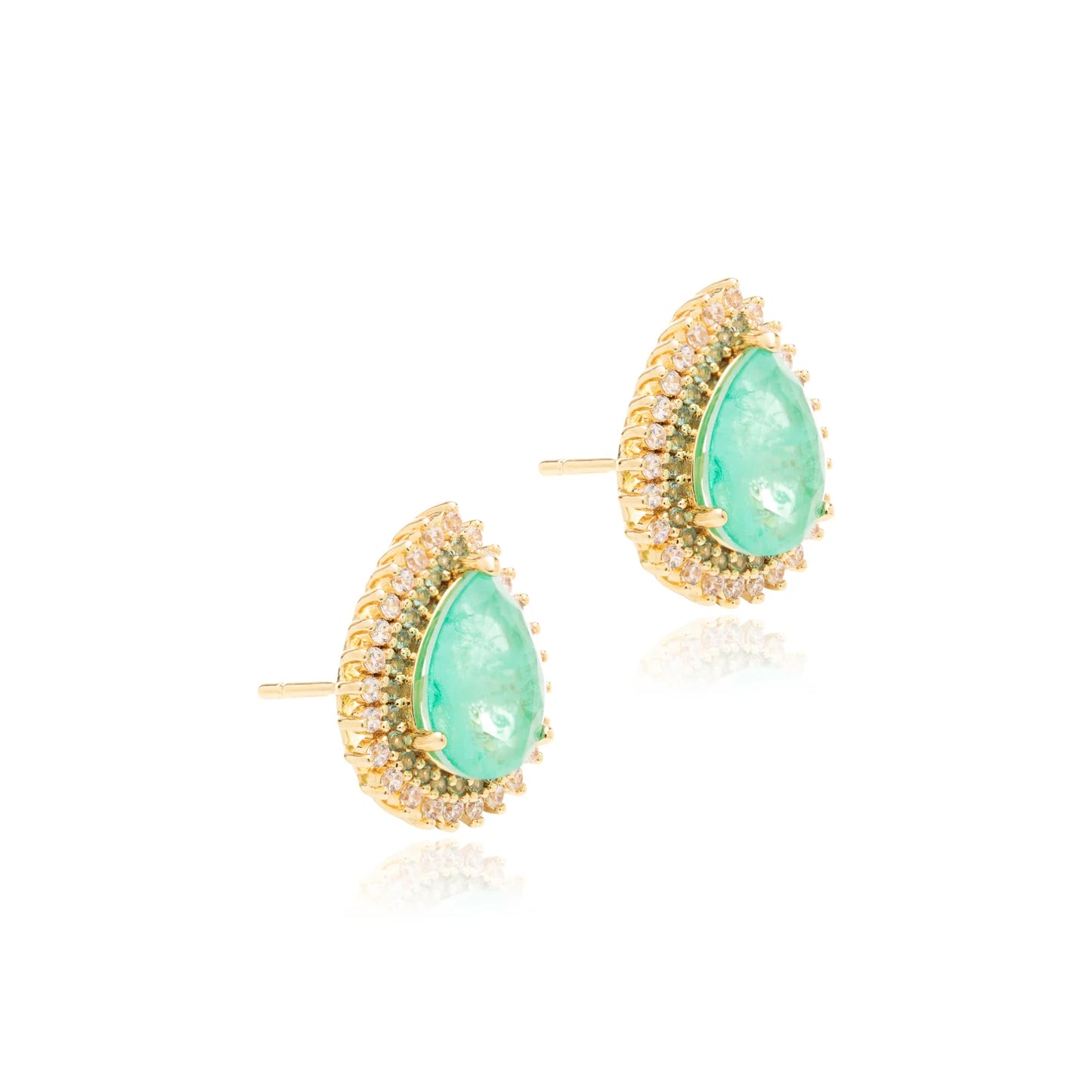 Colombian Emerald Fusion & White Zircon Drop Earrings
