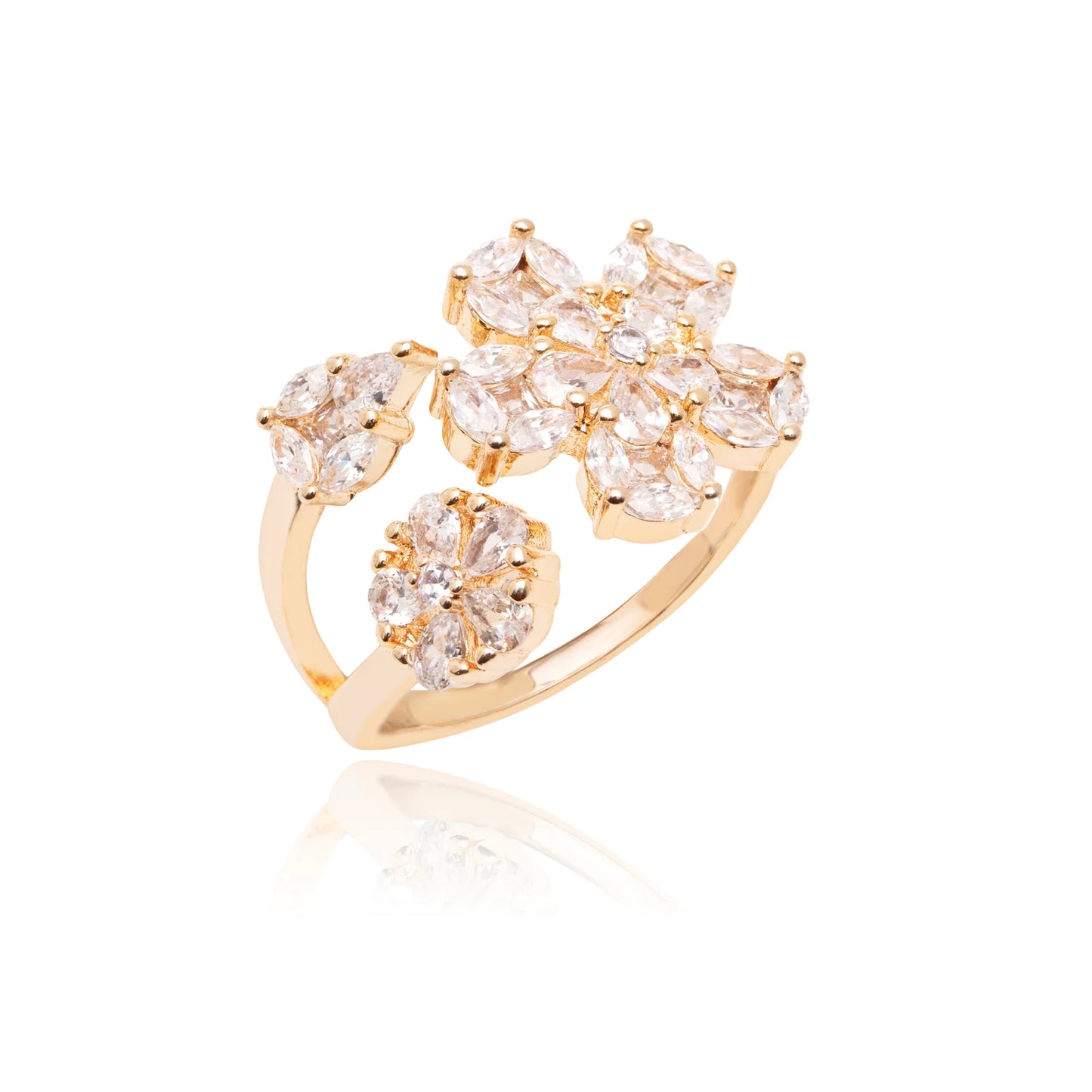 White Zircon Flower Ring