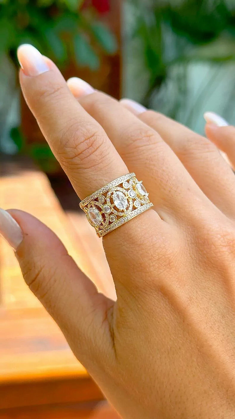 Domed Ring White Zircon Ring