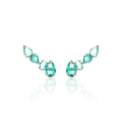 Paraiba Crystal Ear Cuff Bright Shapes Green Earrings