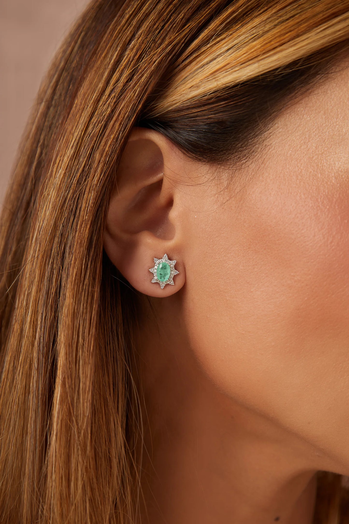 Fusion Colombian Emerald & White Zircon Earrings