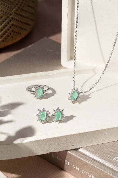 Fusion Colombian Emerald & White Zircon Earrings