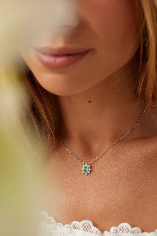 Colombian Emerald Fusion & White Zircon Necklace