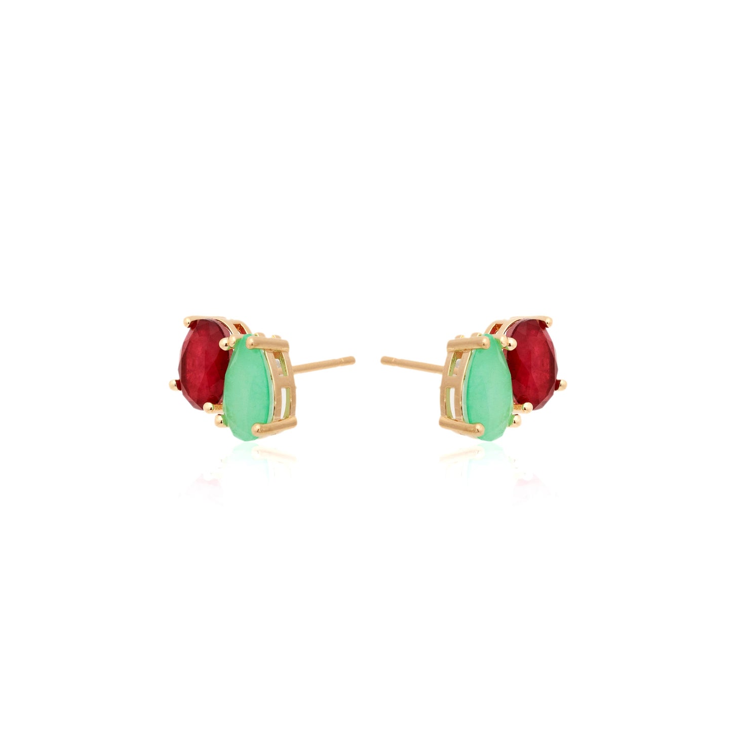 Colombian Emerald and Ruby Fusion Stones Earrings