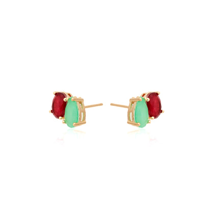 Colombian Emerald and Ruby Fusion Stones Earrings