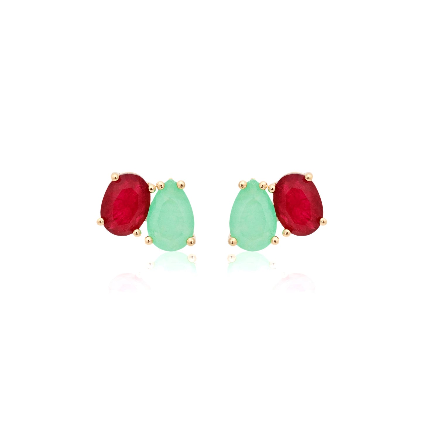 Colombian Emerald and Ruby Fusion Stones Earrings