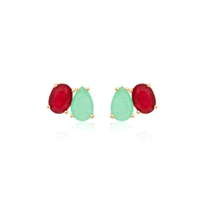 Colombian Emerald and Ruby Fusion Stones Earrings