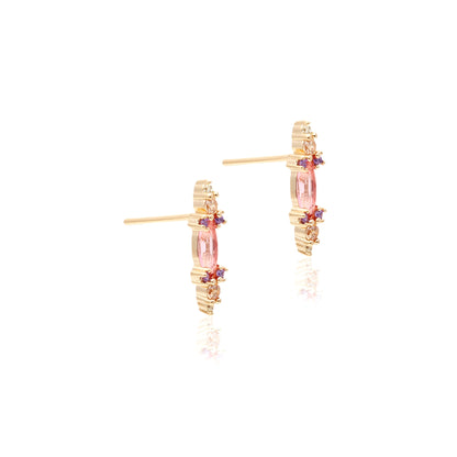 Citrine/Pink Tourmaline Crystal and Purple Zircon Earrings