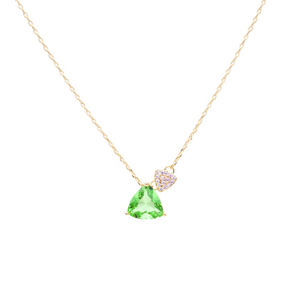 Green Amethyst Crystal and Purple Cubic Zircon Necklace