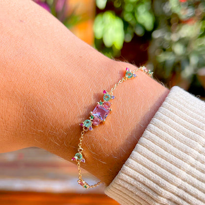 Crystal Amethyst/Pink Quartz/Green Amethyst Bracelet