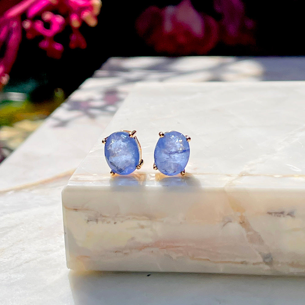 Tanzanite Fusion Stone Oval Earrings