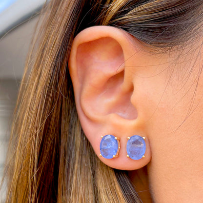 Tanzanite Fusion Stone Oval Earrings