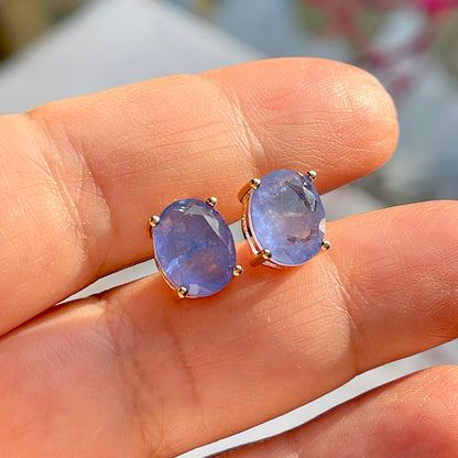 Tanzanite Fusion Stone Oval Earrings