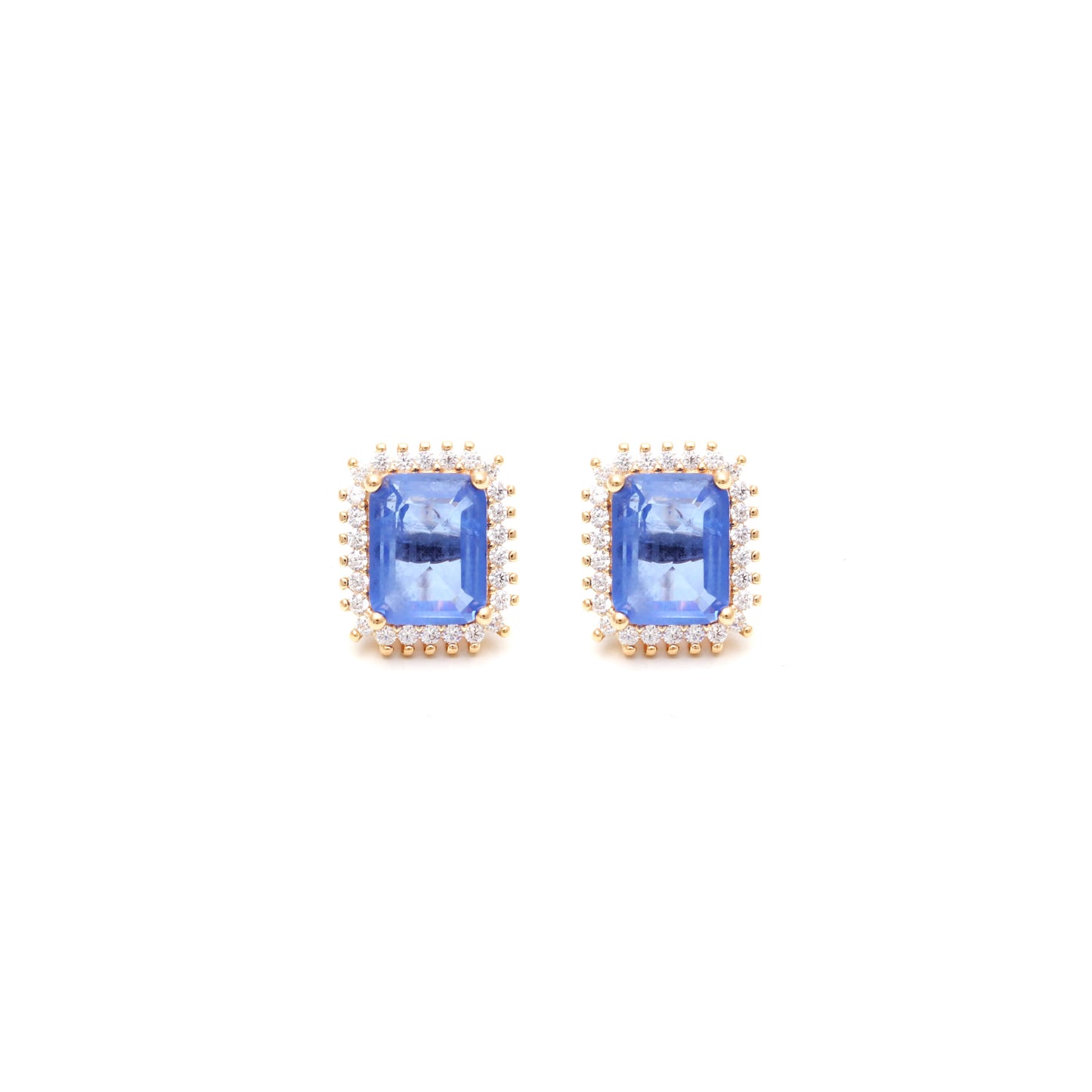 Tanzanite Fusion Stone and White Zircon Earrings