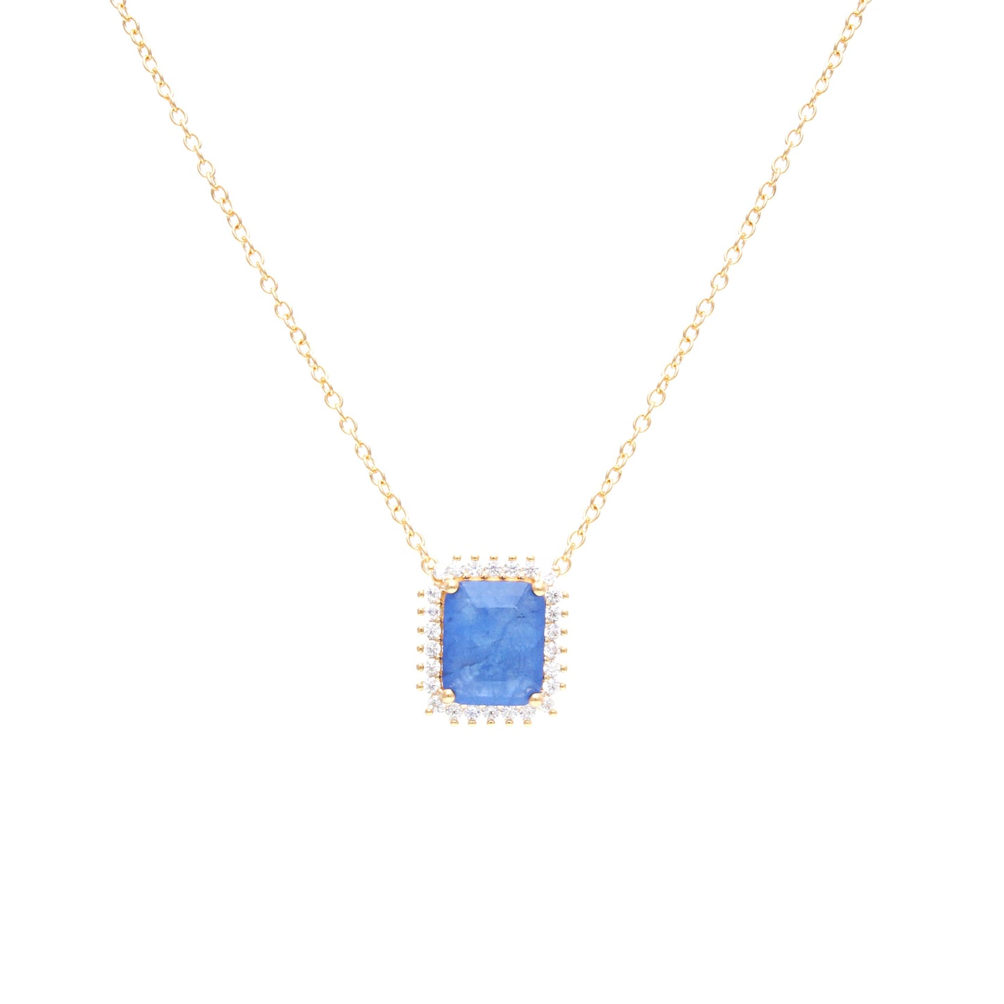 Tanzanite Fusion Stone and White Zircon Necklace