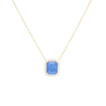 Tanzanite Fusion Stone and White Zircon Necklace