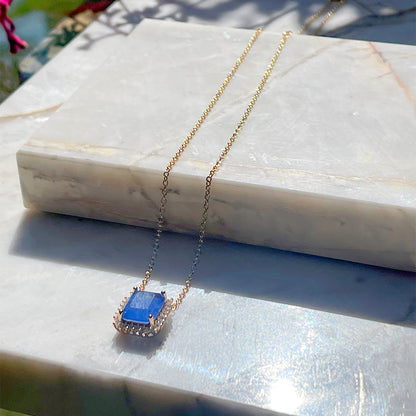 Tanzanite Fusion Stone and White Zircon Necklace