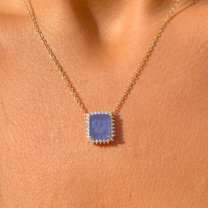 Tanzanite Fusion Stone and White Zircon Necklace