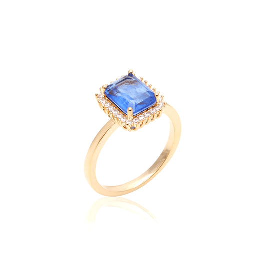 Tanzanite Fusion Stone and White Zircon Ring