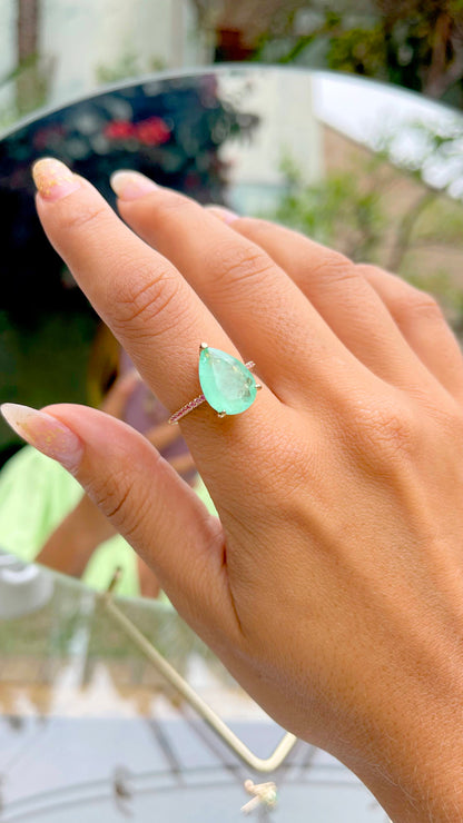 Colombian Emerald Fusion Stone and Pink Zircon Ring