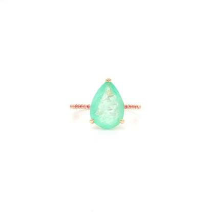 Colombian Emerald Fusion Stone and Pink Zircon Ring